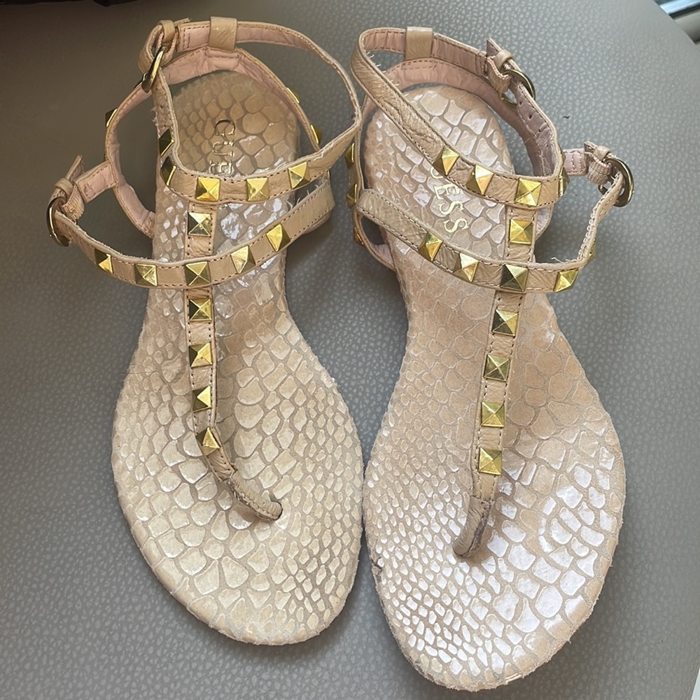Guess Studded Cream Strappy Sandals